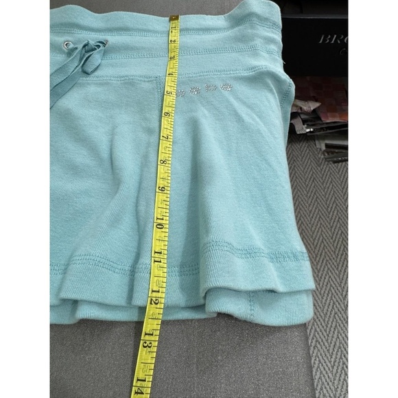 bebe Y2K Rhinestone Logo Circle Mini Skirt Turquoise Blue – Size L Made in USA - Picture 7 of 7